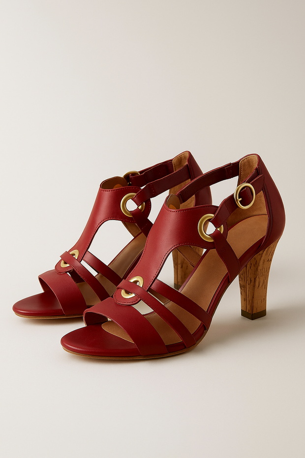 Damen – Riemchen-Heels mit Blockabsatz und eckiger Spitze
