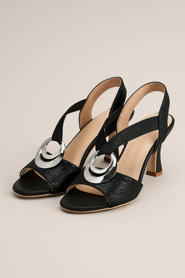 Damen – High-Heel-Sandalen mit Blockabsatz und Riemen