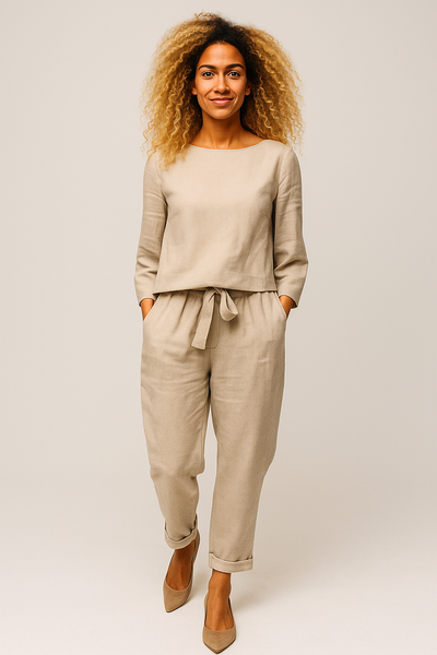 Damen – Zweiteiliges Set mit Langarmhemd und Bleistifthose