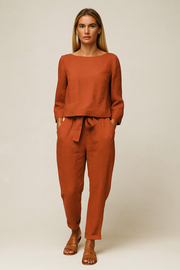 Damen – Zweiteiliges Set mit Langarmhemd und Bleistifthose