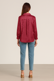 Damen – Satinbluse mit Leopardenmuster und klassischem Schnitt