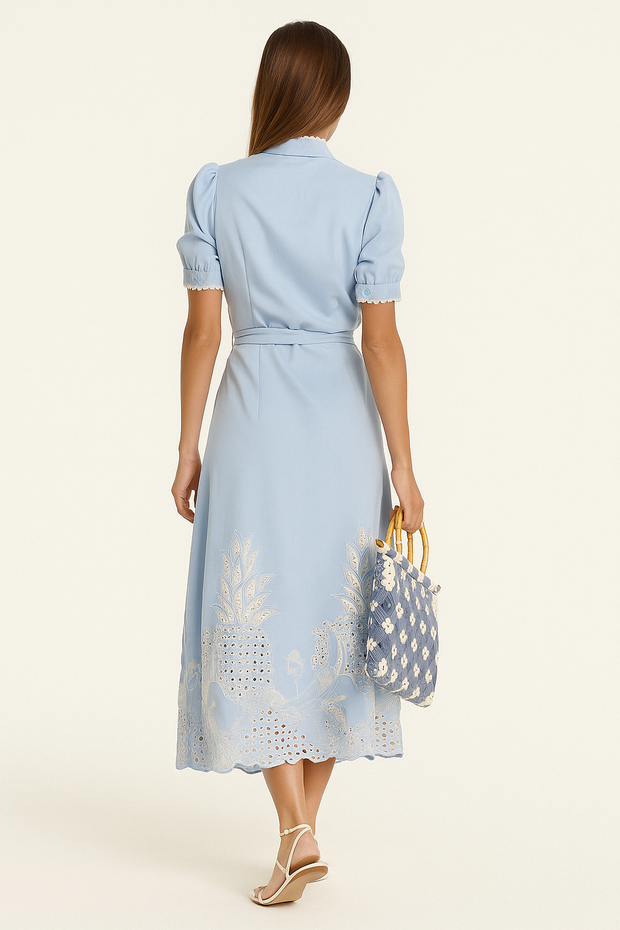 Damen – Besticktes A-Linien-Kleid