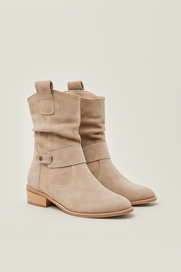 Damen – Stiefeletten mit ovaler Spitze und seitlichem Reißverschluss