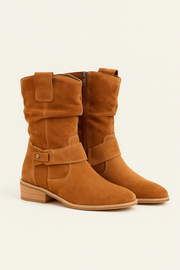 Damen – Stiefeletten mit ovaler Spitze und seitlichem Reißverschluss