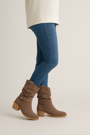 Damen – Stiefeletten mit ovaler Spitze und seitlichem Reißverschluss