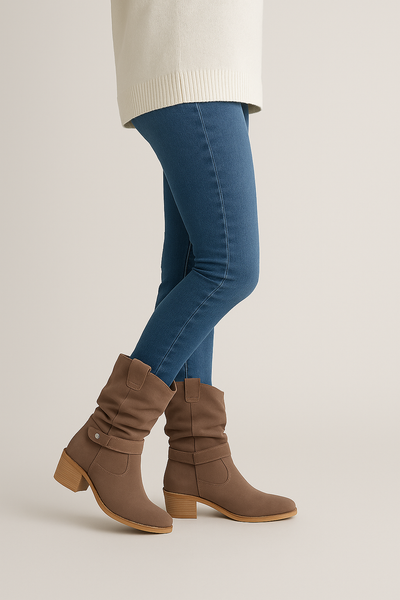 Damen – Stiefeletten mit ovaler Spitze und seitlichem Reißverschluss