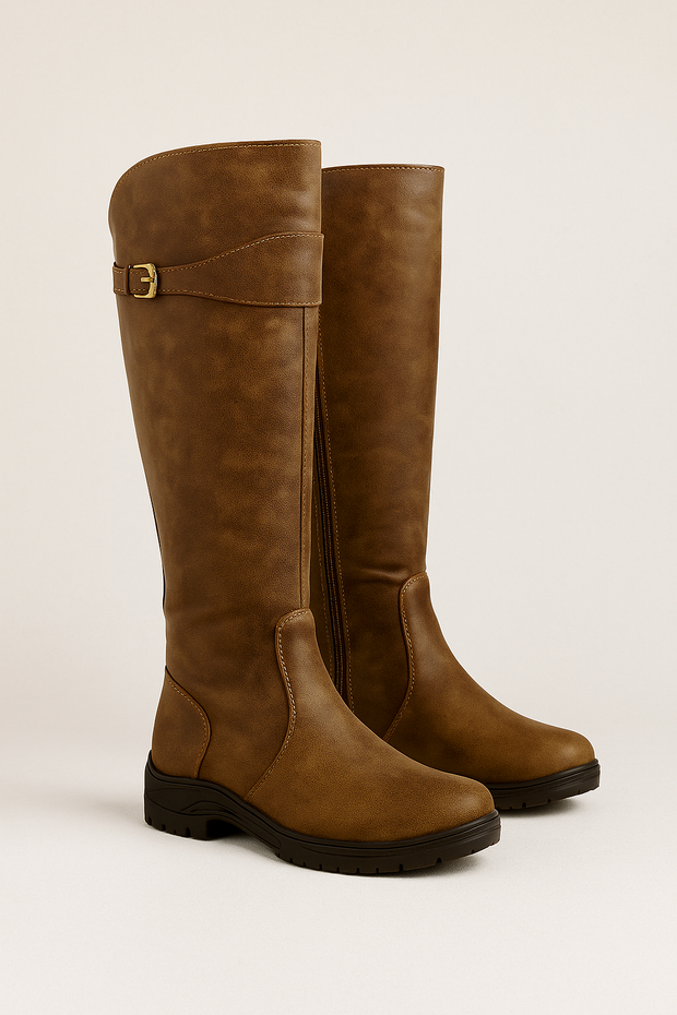 Damen – Winterreitstiefel mit Kniehohem Schaft und Futter