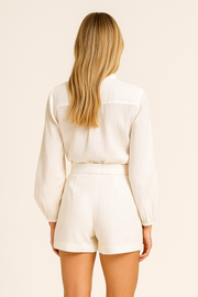 Damen – Zweiteiliges Shorts-Set mit Langarm-Top