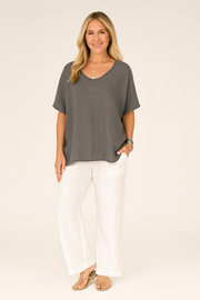 Damen – Bluse mit lockerer Passform und fließendem Schnitt
