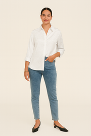 Damen – Satinbluse mit Leopardenmuster und klassischem Schnitt