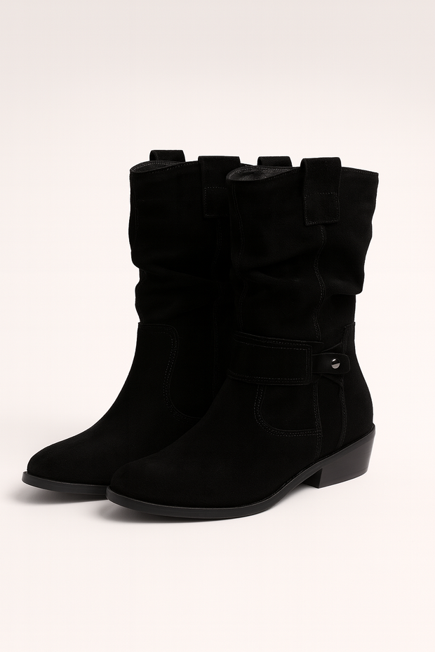Damen – Stiefeletten mit ovaler Spitze und seitlichem Reißverschluss
