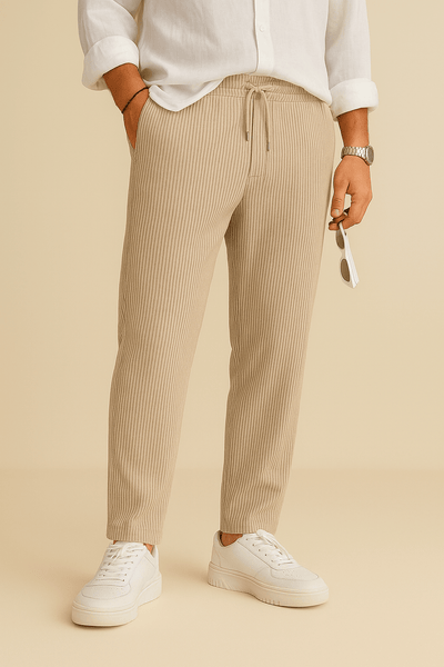 Herren – Jim Luxus-Hose mit feiner Struktur und Kordelzug